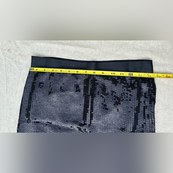 NWOT🌟VINTAGE🌟black sequined mini skirt overlapping draped front side zip… - Picture 14 of 15
